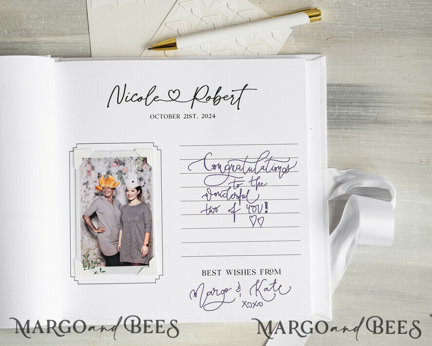 WEDDING GUEST BOOKS Instax Instant Photo Book Pure White Gold Acrylic Wedding Guest Book Personalised and sign set, Velvet white Instant Photo Book Boho Elegant Instax Wedding Photo Guestbook