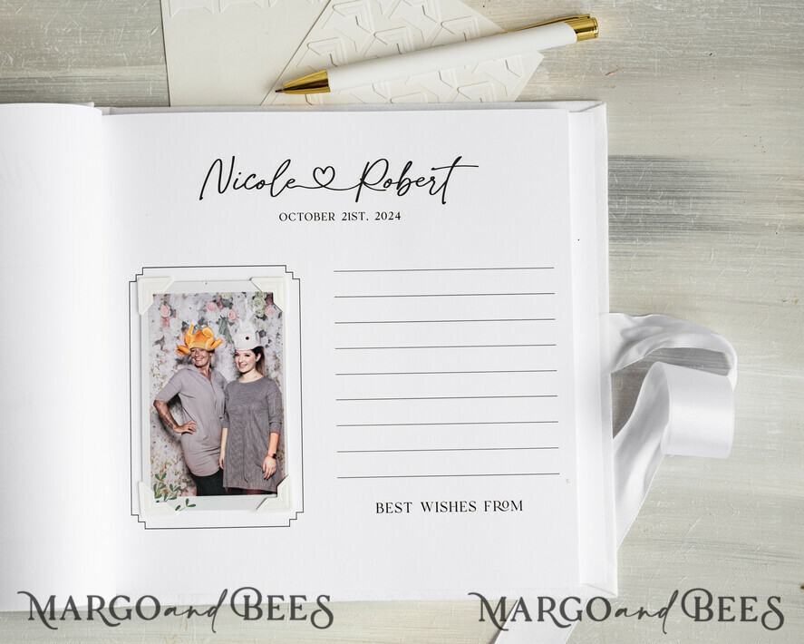 WEDDING GUEST BOOKS Instax Instant Photo Book Pure White Gold Acrylic Wedding Guest Book Personalised and sign set, Velvet white Instant Photo Book Boho Elegant Instax Wedding Photo Guestbook
