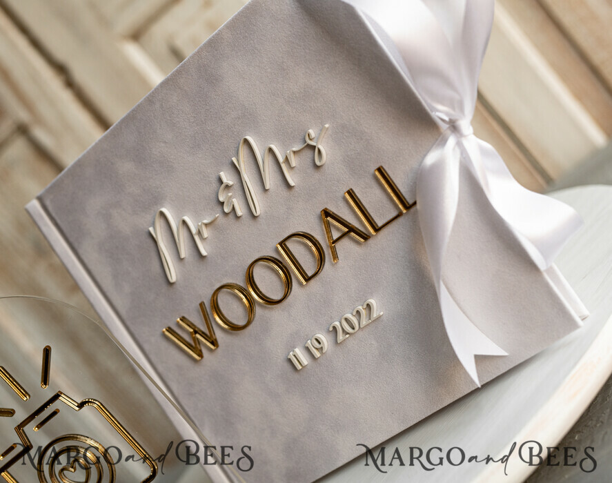 WEDDING GUEST BOOKS Instax Instant Photo Book Pure White Gold Acrylic Wedding Guest Book Personalised and sign set, Velvet white Instant Photo Book Boho Elegant Instax Wedding Photo Guestbook