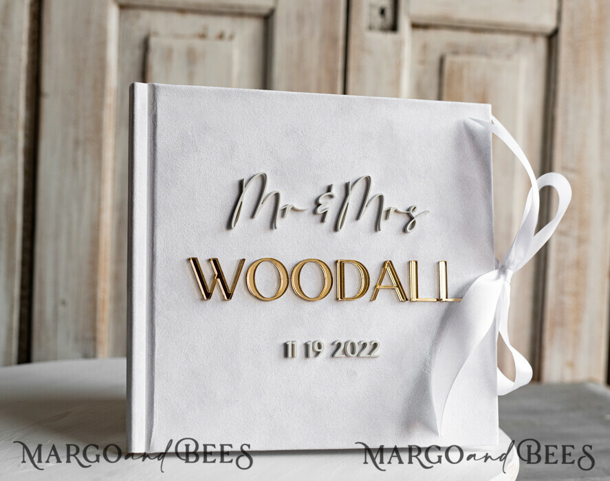 WEDDING GUEST BOOKS Instax Instant Photo Book Pure White Gold Acrylic Wedding Guest Book Personalised and sign set, Velvet white Instant Photo Book Boho Elegant Instax Wedding Photo Guestbook