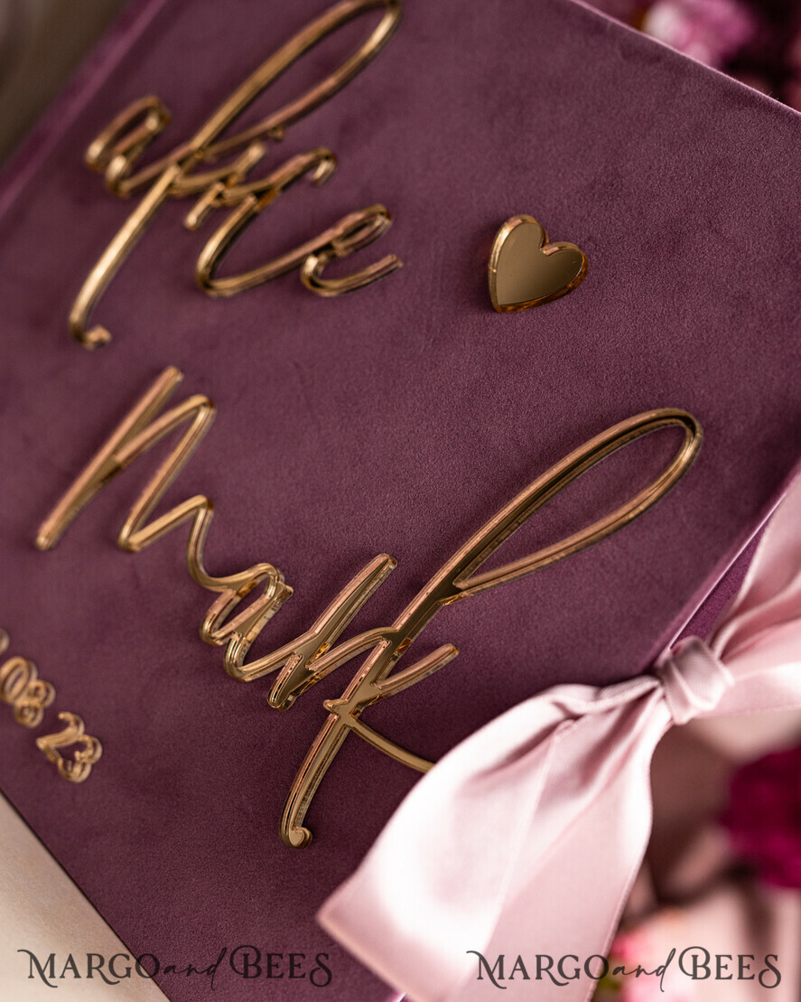 WEDDING GUEST BOOKS Instax Instant Photo Book Mauve Gold Acrylic Wedding Guest Book Personalised and sign set, Velvet dusty Rose Instant Photo Book Boho Elegant Instax Wedding Photo Guestbook