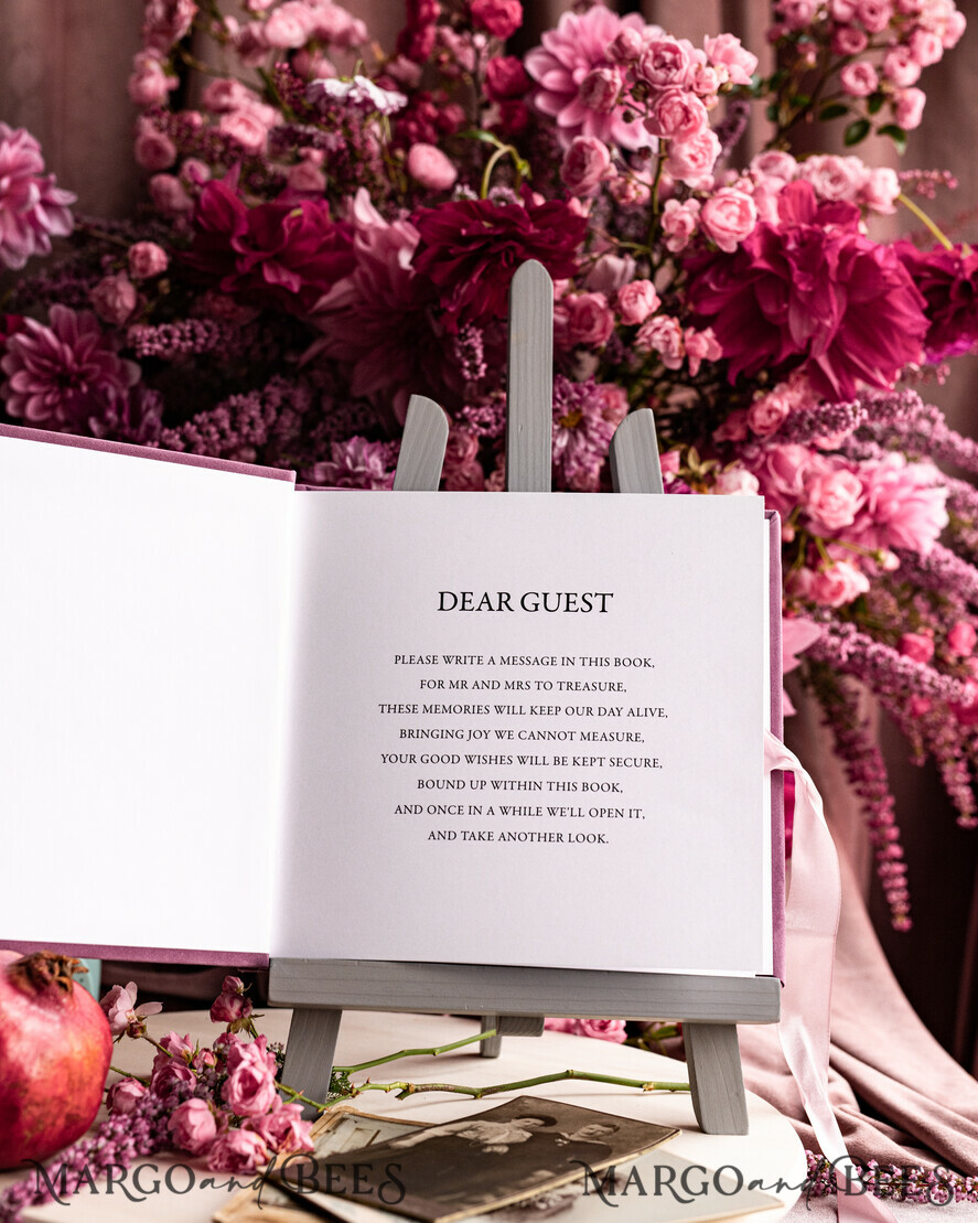 WEDDING GUEST BOOKS Instax Instant Photo Book Mauve Gold Acrylic Wedding Guest Book Personalised and sign set, Velvet dusty Rose Instant Photo Book Boho Elegant Instax Wedding Photo Guestbook