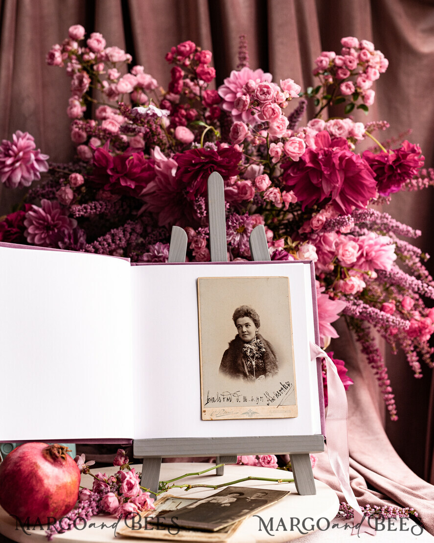 WEDDING GUEST BOOKS Instax Instant Photo Book Mauve Gold Acrylic Wedding Guest Book Personalised and sign set, Velvet dusty Rose Instant Photo Book Boho Elegant Instax Wedding Photo Guestbook