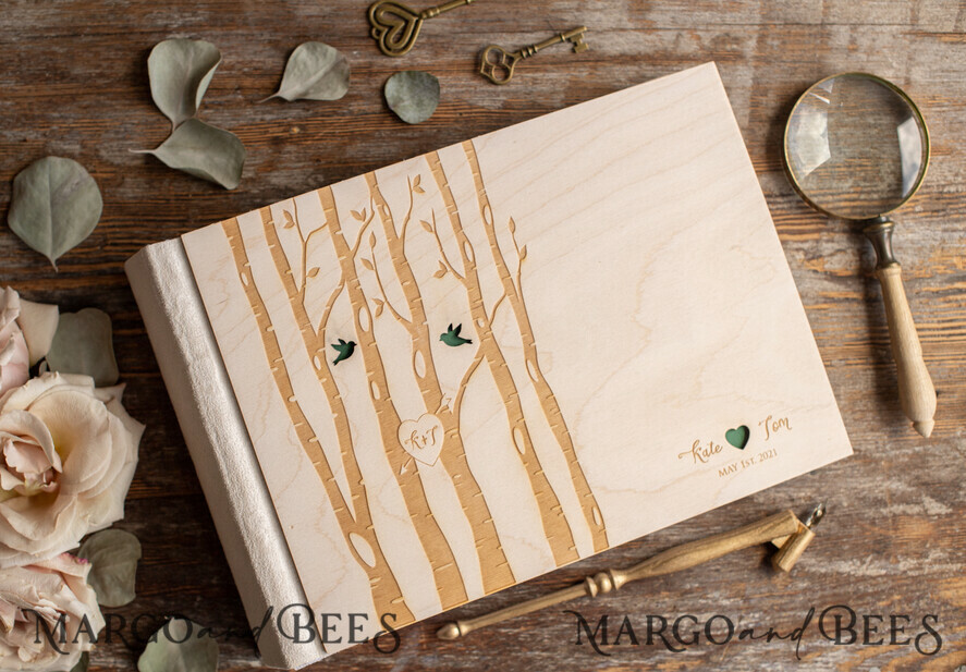 WEDDING GUEST BOOKS Instax Instant Photo Book woodland Presonalised Wedding Guest Book, Wooden Instant Photo Book Boho Rustic Instax Wedding Photo Guestbook