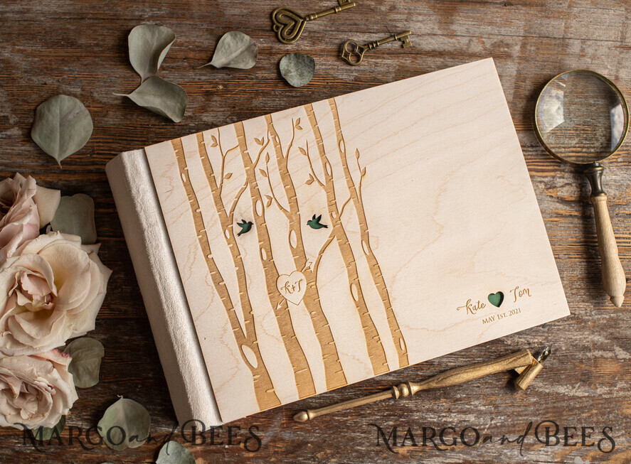 WEDDING GUEST BOOKS Instax Instant Photo Book woodland Presonalised Wedding Guest Book, Wooden Instant Photo Book Boho Rustic Instax Wedding Photo Guestbook