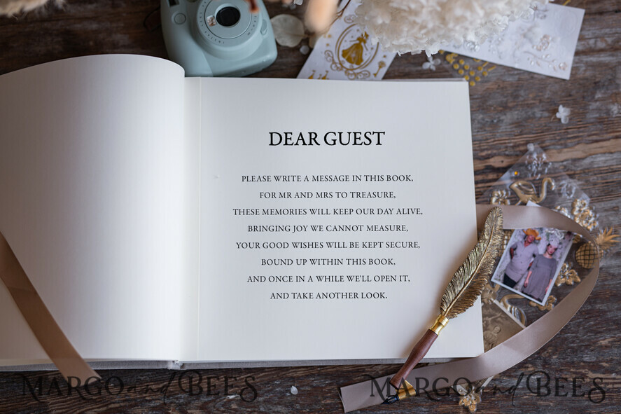 WEDDING GUEST BOOKS Instax Instant Photo Book Luxury Wedding Guest Book, Velvet beige and Gold Personalized Wedding Guest Book, Wedding guest book ideas