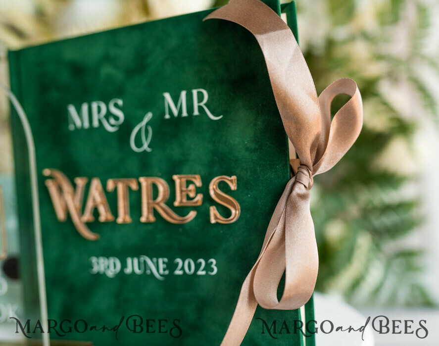 WEDDING GUEST BOOKS Instax Instant Photo Book Emerald Green Velvet Gold Acrylic Wedding Guest Book Personalised, Velvet Instant Photo Book Boho Elegant Instax Wedding Photo Guestbook
