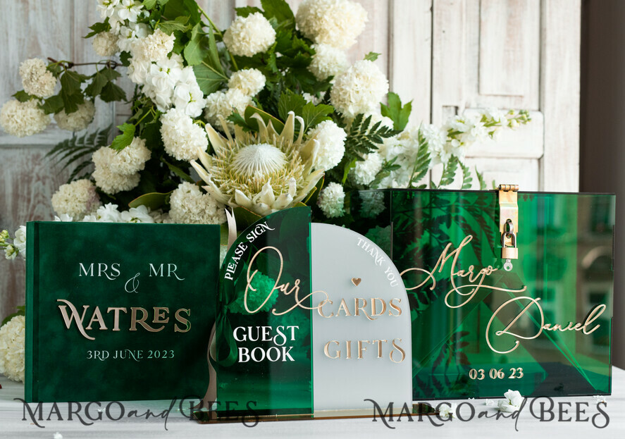 WEDDING GUEST BOOKS Instax Instant Photo Book Emerald Green Velvet Gold Acrylic Wedding Guest Book Personalised, Velvet Instant Photo Book Boho Elegant Instax Wedding Photo Guestbook