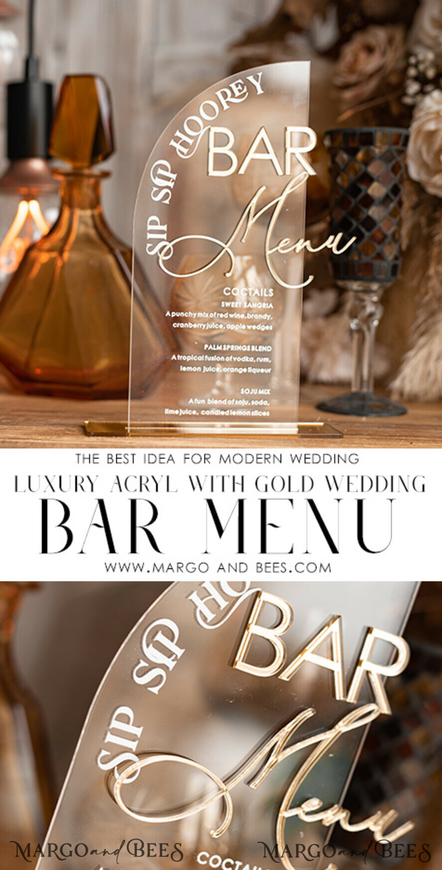 TABLE DECOR SIGNS Acrylic table decor Numbers Acrylic Half Arch Clear Bar Menu, Transparent Acrylic Gold Bar Menu, Gold Plexi Drink Bar Menu, Plexi Glas Luxury Wedding Drink Bar Table Decor, Wedding Signage Golden Mirror Bar Menu