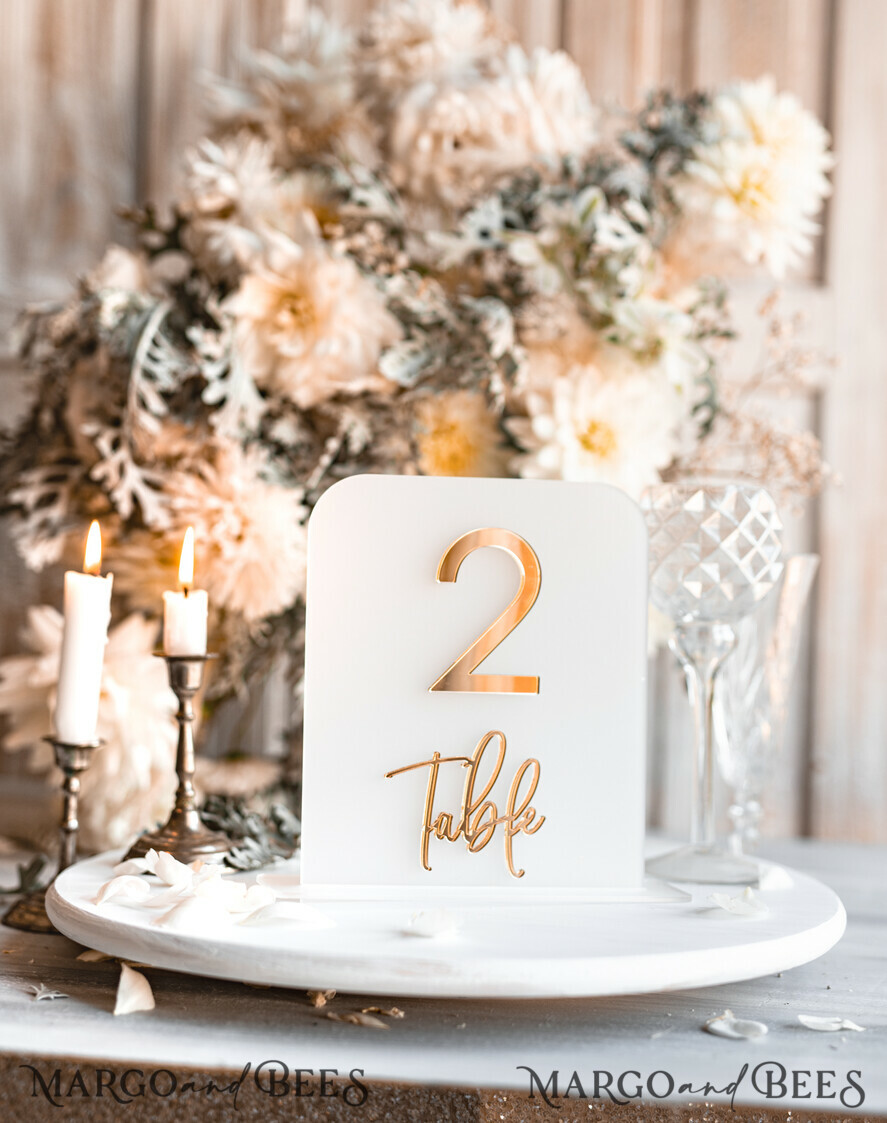 TABLE DECOR SIGNS Acrylic table decor Numbers Acrylic Frozen Table Numbers, Frosted Acrylic And Gold Sign,3D Gold Plexi Table Numbers, Luxury Wedding Table Decor, Wedding Signage Golden Mirror Table Numbers