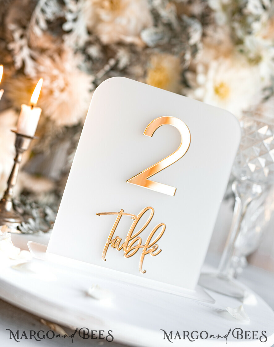 TABLE DECOR SIGNS Acrylic table decor Numbers Acrylic Frozen Table Numbers, Frosted Acrylic And Gold Sign,3D Gold Plexi Table Numbers, Luxury Wedding Table Decor, Wedding Signage Golden Mirror Table Numbers