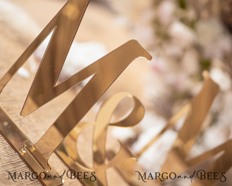 TABLE DECOR SIGNS Acrylic table decor Numbers Monogram Golden Table Decor, Acrylic Wedding Table Decor, Golden Mirror Acrylic Luxury Wedding Table Decor, Wedding Signage Golden mirror letters, editable text
