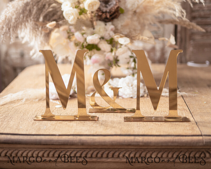 TABLE DECOR SIGNS Acrylic table decor Numbers Monogram Golden Table Decor, Acrylic Wedding Table Decor, Golden Mirror Acrylic Luxury Wedding Table Decor, Wedding Signage Golden mirror letters, editable text