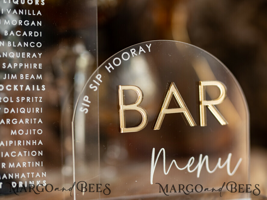 TABLE DECOR SIGNS Acrylic table decor Numbers Transparent Acrylic Arch Bar Menu, Clear Acrylic And Gold Sign, Gold Plexi Double Sign, Luxury Wedding Table Decor, Wedding Signage Golden Mirror Cards Sign