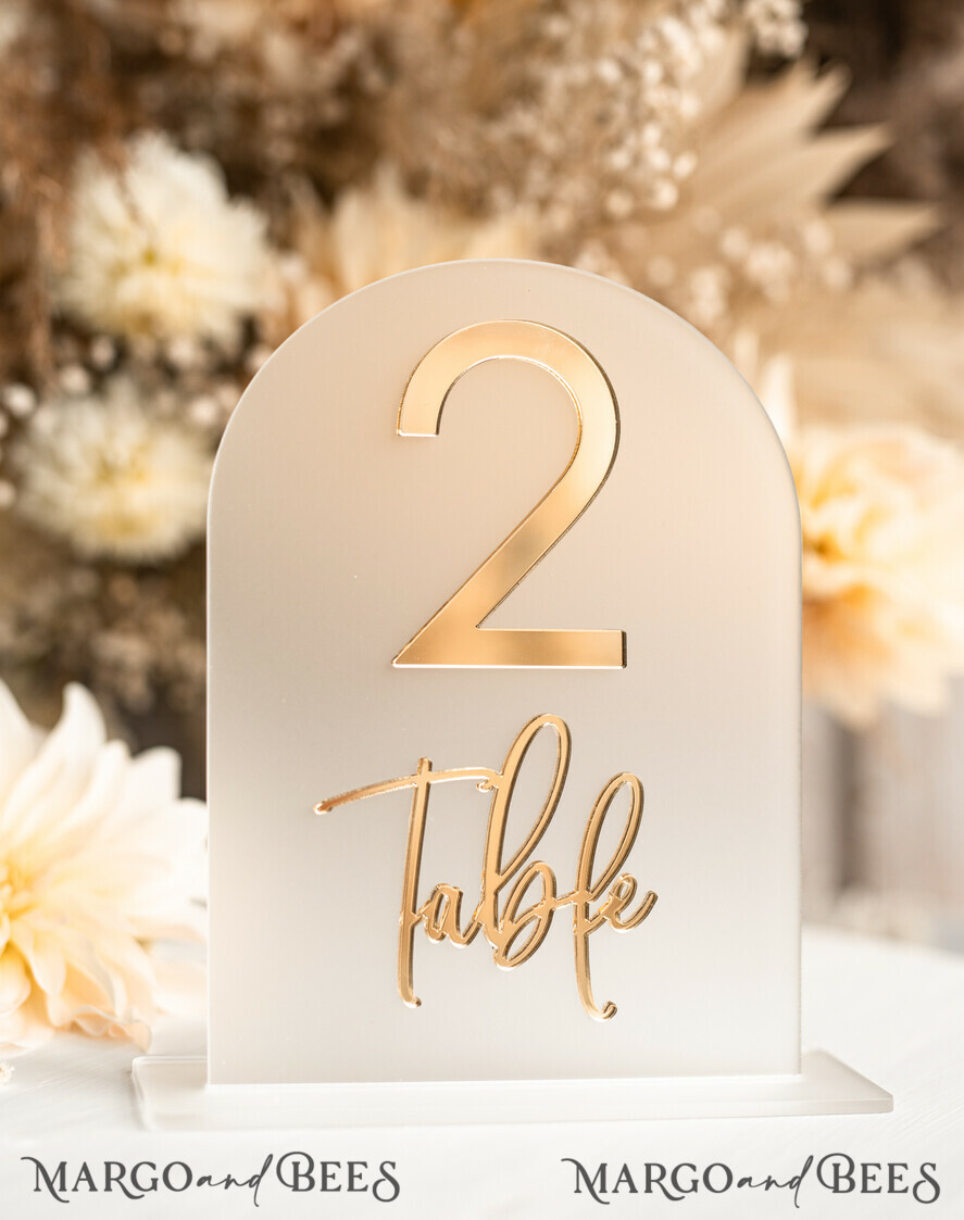 TABLE DECOR SIGNS Acrylic table decor Numbers Acrylic Arched Table Numbers, Frozen Acrylic And Gold Signs, Gold Plexi Table Numbers, Luxury Wedding Table Decor,Wedding Signage 3D Golden Mirror Table Numbers