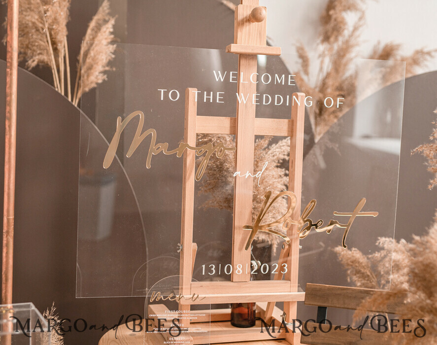 TABLE DECOR SIGNS Acrylic table decor Numbers Acrylic Arch Table menu, Clear Acrylic and gold Sign, Gold Plexi Table Numbers, Luxury Wedding Table Decor, Wedding Signage Golden table numbers, editable text