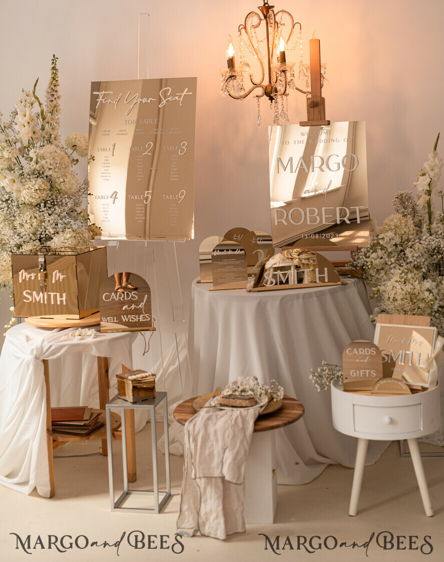 TABLE DECOR SIGNS Acrylic table decor Numbers Acrylic Arch Table menu, Gold Mirror Acrylic and gold Sign, Gold Plexi Table Numbers, Luxury Wedding Table Decor, 3D Wedding Signage Golden mirror table numbers