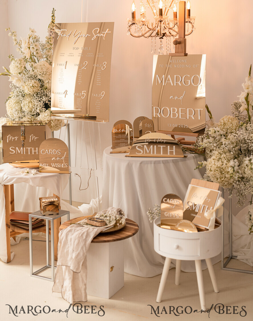 TABLE DECOR SIGNS Acrylic table decor Numbers Acrylic Arch Table menu, Gold Mirror Acrylic and gold Sign, Gold Plexi Table Numbers, Luxury Wedding Table Decor, 3D Wedding Signage Golden mirror table numbers