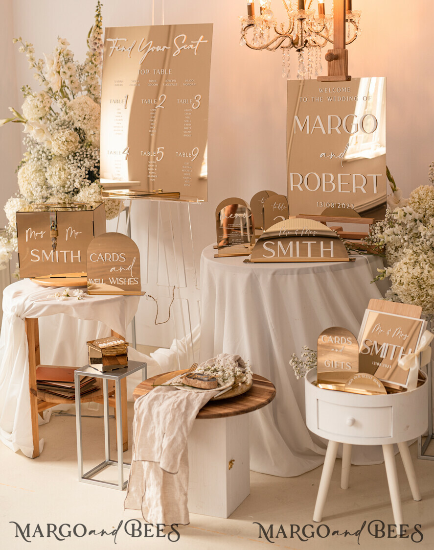 TABLE DECOR SIGNS Acrylic table decor Numbers Acrylic Arch Table menu, Gold Mirror Acrylic and gold Sign, Gold Plexi Table Numbers, Luxury Wedding Table Decor, 3D Wedding Signage Golden mirror table numbers