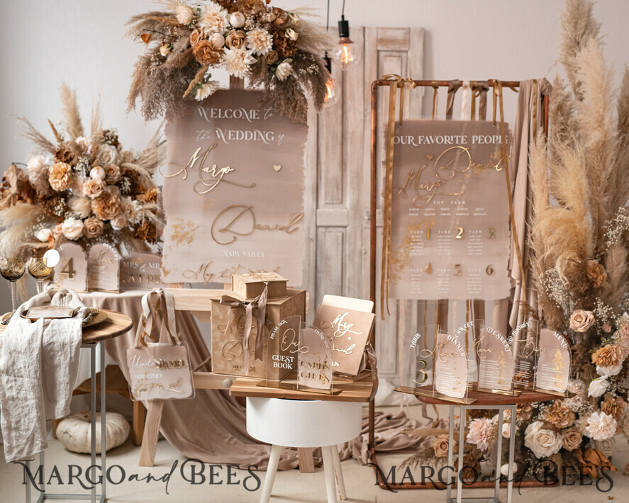 TABLE DECOR SIGNS Acrylic table decor Numbers Acrylic Half Arch Ombre Cappuccino Table Menu, Clear Acrylic And Gold Sign, Nude Gold Plexi Table Numbers, Tan Luxury Wedding Table Decor, Earthy Wedding Signage Golden Mirror Table Numbers