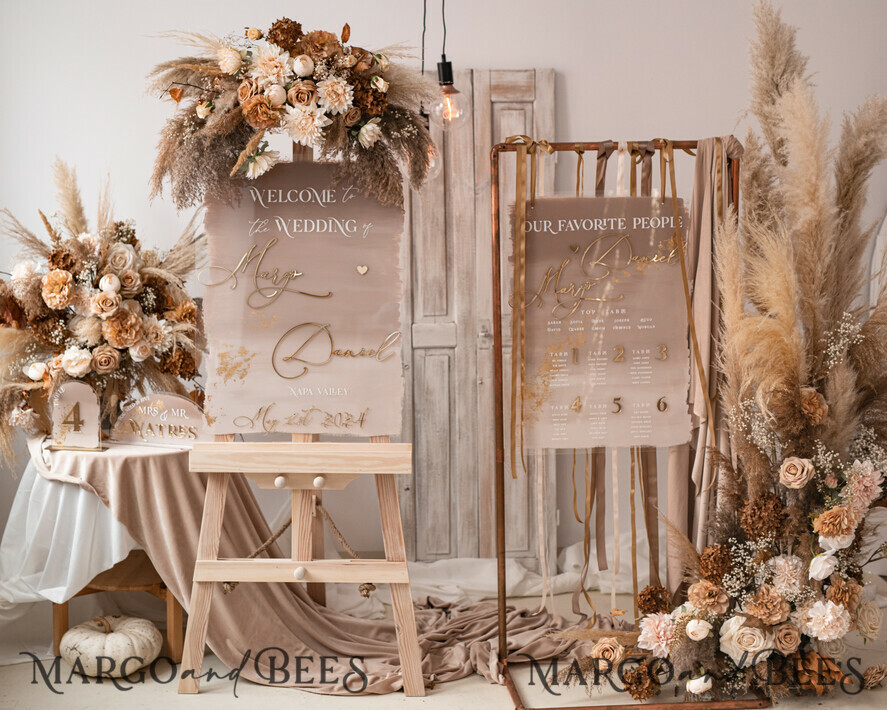 TABLE DECOR SIGNS Acrylic table decor Numbers Acrylic Half Arch Ombre Cappuccino Table Menu, Clear Acrylic And Gold Sign, Nude Gold Plexi Table Numbers, Tan Luxury Wedding Table Decor, Earthy Wedding Signage Golden Mirror Table Numbers
