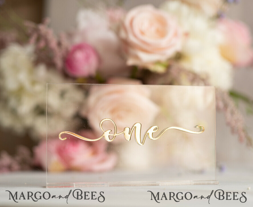 TABLE DECOR SIGNS Acrylic table decor Numbers Acrylic Table Numbers, Clear Acrylic and gold Signs, 3D Gold Plexi Table Numbers, Luxury Wedding Table Decor, Wedding Golden mirror table numbers, editable text