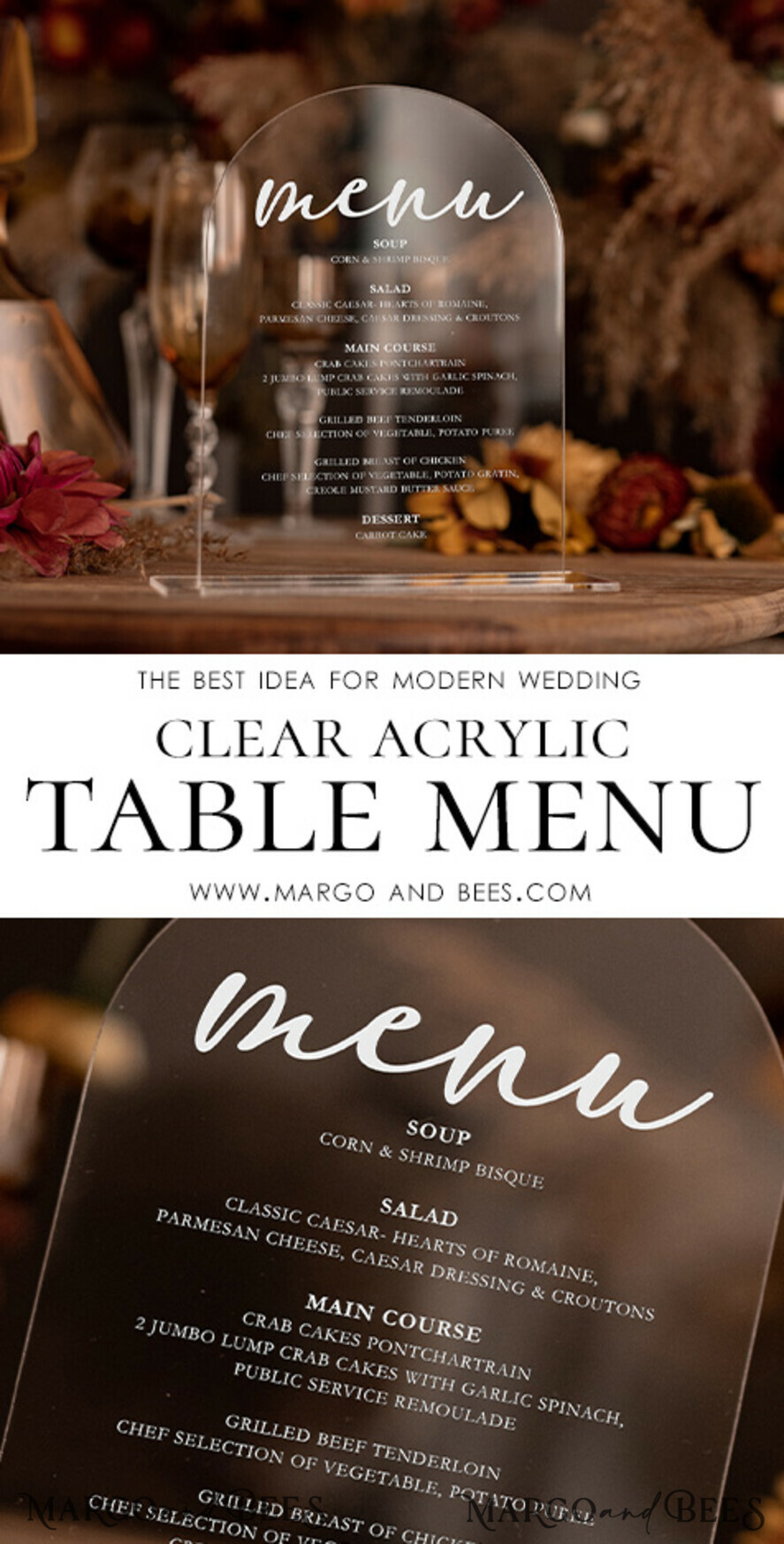 TABLE DECOR SIGNS Acrylic table decor Numbers Elegant Acrylic Arch Table Menu With Stand, Simple Clear Acrylic Sign, Transparent Plexi Table Menus, Luxury Wedding Table Decor, Wedding Signage Dinner Menu
