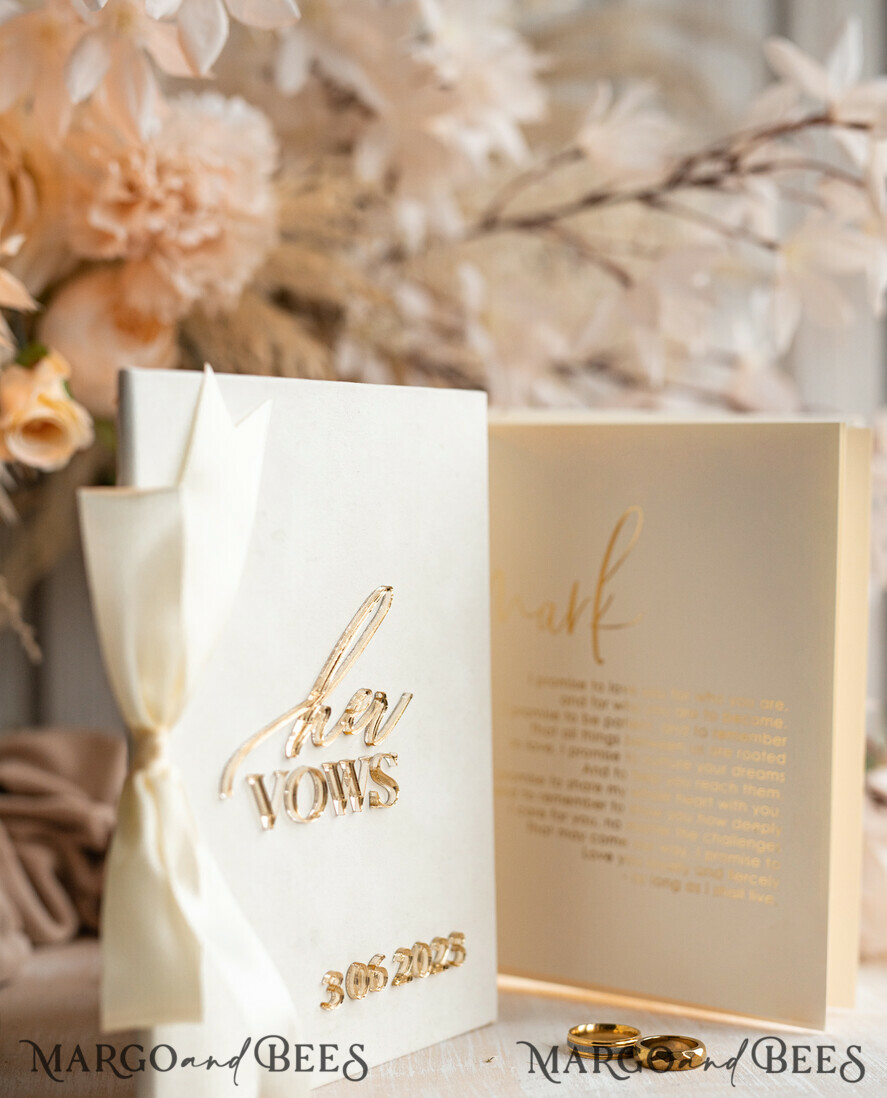 WEDDING VOWS Acrylic Clear Gold Bride & groom vow books, wedding vows, personalized vow booklets, his and her vow books, custom wedding vow cases, bridal shower gift