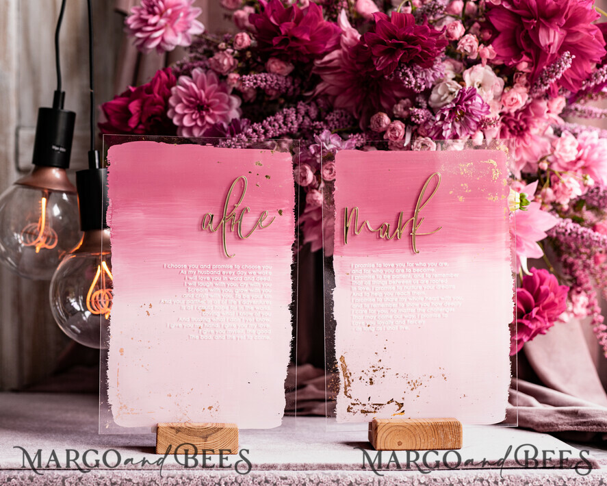 WEDDING VOWS Acrylic Clear Gold Acrylic Ombre Bride and groom vow books, wedding vow books, personalized vow booklets, his and her vow books, custom wedding vows, bridal shower gift