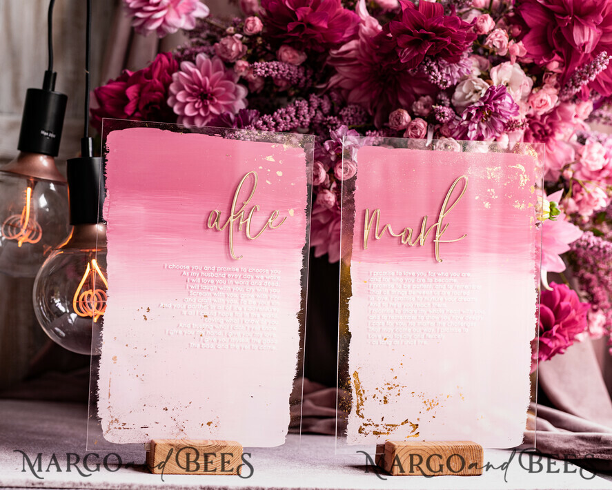 WEDDING VOWS Acrylic Clear Gold Acrylic Ombre Bride and groom vow books, wedding vow books, personalized vow booklets, his and her vow books, custom wedding vows, bridal shower gift