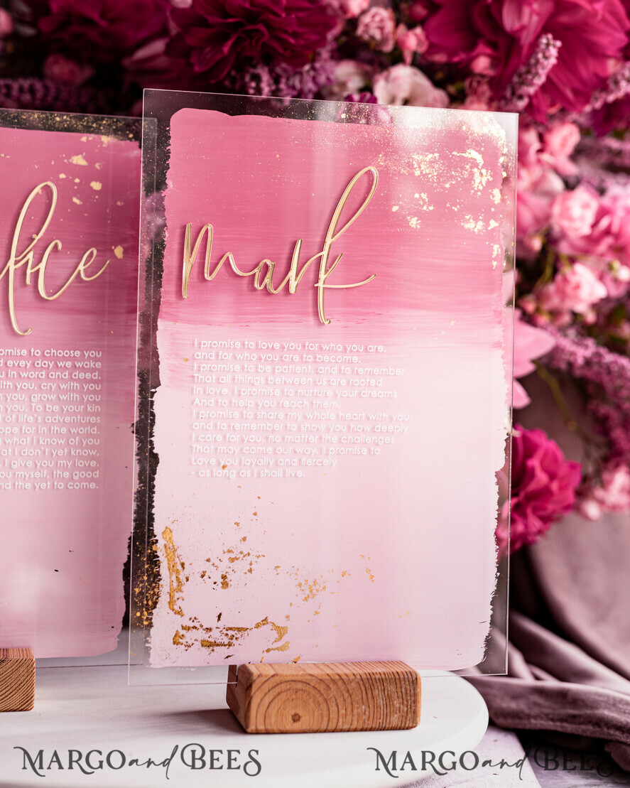 WEDDING VOWS Acrylic Clear Gold Acrylic Ombre Bride and groom vow books, wedding vow books, personalized vow booklets, his and her vow books, custom wedding vows, bridal shower gift