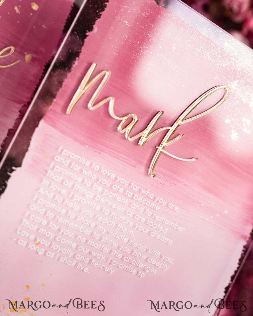 WEDDING VOWS Acrylic Clear Gold Acrylic Ombre Bride and groom vow books, wedding vow books, personalized vow booklets, his and her vow books, custom wedding vows, bridal shower gift