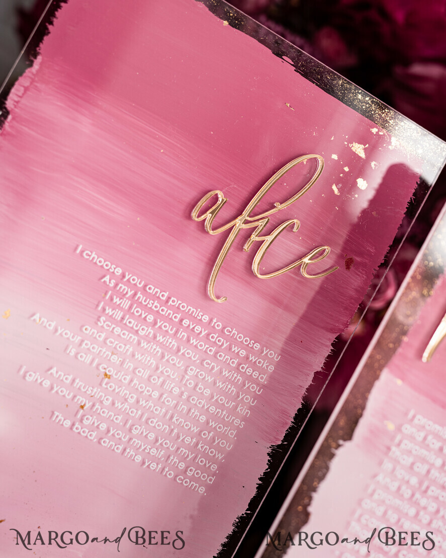 WEDDING VOWS Acrylic Clear Gold Acrylic Ombre Bride and groom vow books, wedding vow books, personalized vow booklets, his and her vow books, custom wedding vows, bridal shower gift