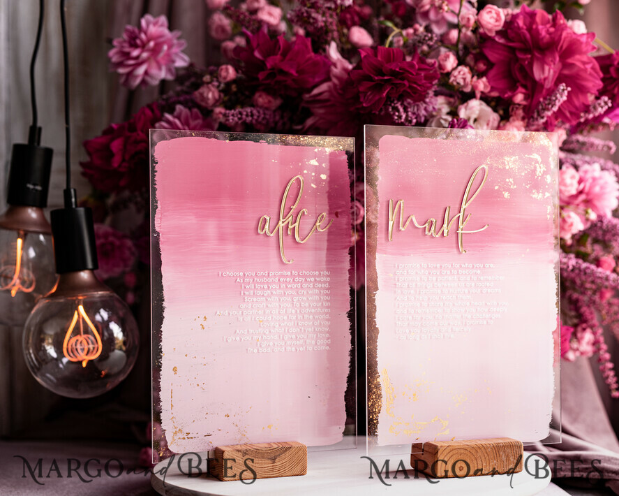 WEDDING VOWS Acrylic Clear Gold Acrylic Ombre Bride and groom vow books, wedding vow books, personalized vow booklets, his and her vow books, custom wedding vows, bridal shower gift