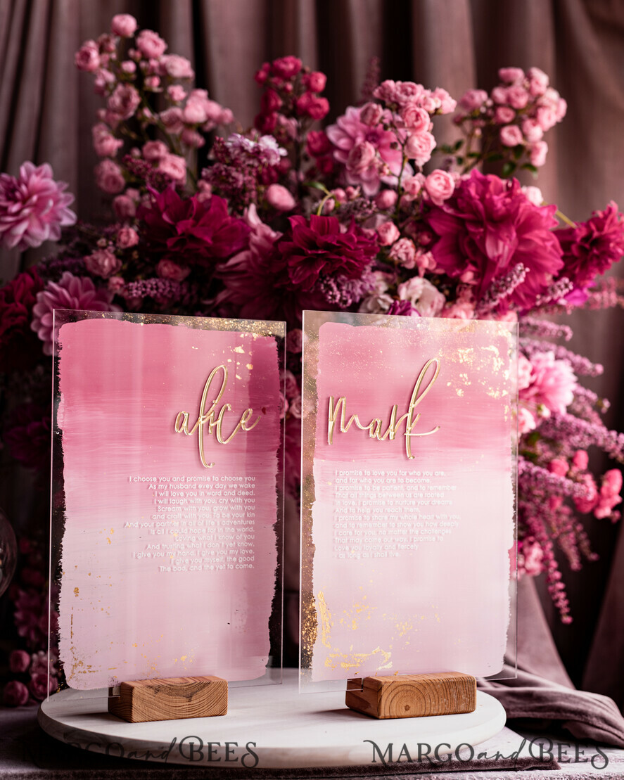 WEDDING VOWS Acrylic Clear Gold Acrylic Ombre Bride and groom vow books, wedding vow books, personalized vow booklets, his and her vow books, custom wedding vows, bridal shower gift