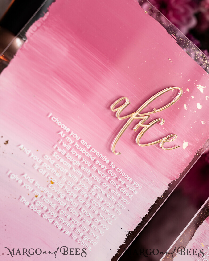 WEDDING VOWS Acrylic Clear Gold Acrylic Ombre Bride and groom vow books, wedding vow books, personalized vow booklets, his and her vow books, custom wedding vows, bridal shower gift