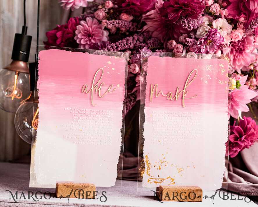 WEDDING VOWS Acrylic Clear Gold Acrylic Ombre Bride and groom vow books, wedding vow books, personalized vow booklets, his and her vow books, custom wedding vows, bridal shower gift