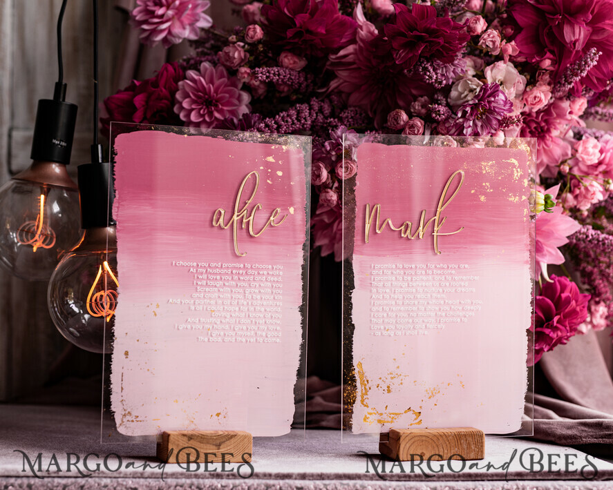 WEDDING VOWS Acrylic Clear Gold Acrylic Ombre Bride and groom vow books, wedding vow books, personalized vow booklets, his and her vow books, custom wedding vows, bridal shower gift