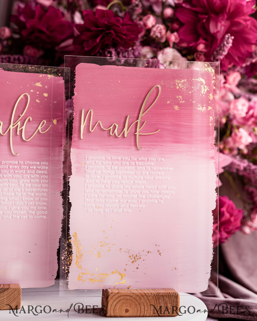 WEDDING VOWS Acrylic Clear Gold Acrylic Ombre Bride and groom vow books, wedding vow books, personalized vow booklets, his and her vow books, custom wedding vows, bridal shower gift