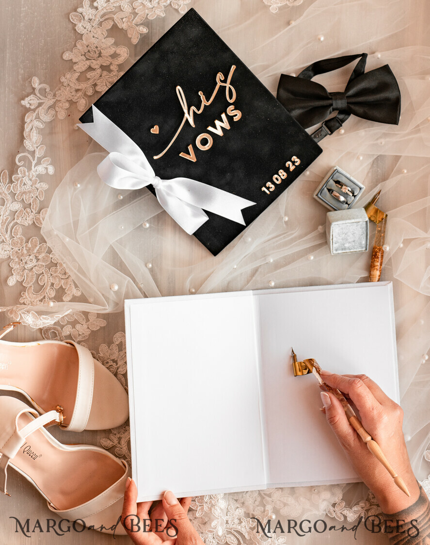 WEDDING VOWS Acrylic Clear Gold Elegant Classic Bride and groom vow books, Black White Gold wedding vow books set of two, Velvet personalized vow booklets, Golden Mirror his and her vow books, Acrylic His Hers Gold custom wedding vow cases, bridal shower gift