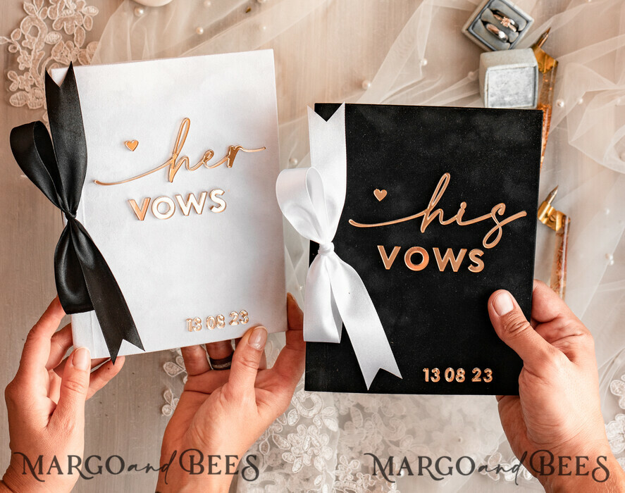 WEDDING VOWS Acrylic Clear Gold Elegant Classic Bride and groom vow books, Black White Gold wedding vow books set of two, Velvet personalized vow booklets, Golden Mirror his and her vow books, Acrylic His Hers Gold custom wedding vow cases, bridal shower gift