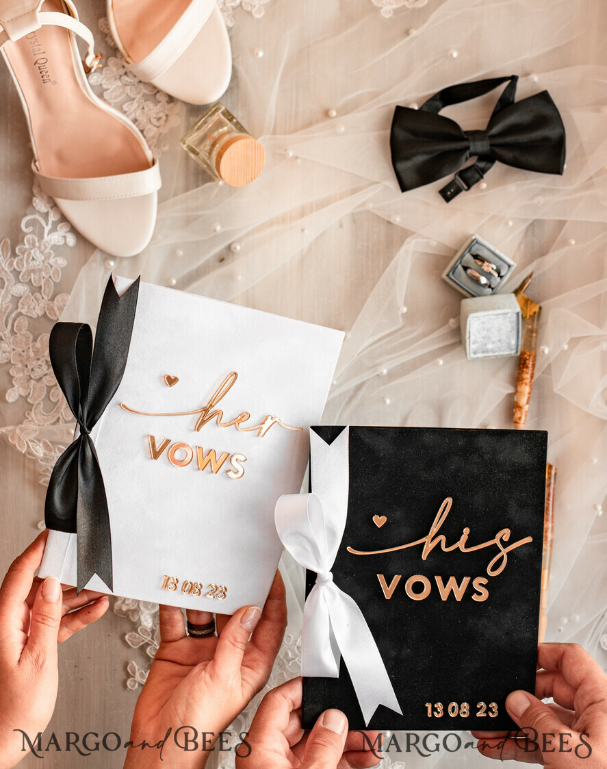 WEDDING VOWS Acrylic Clear Gold Elegant Classic Bride and groom vow books, Black White Gold wedding vow books set of two, Velvet personalized vow booklets, Golden Mirror his and her vow books, Acrylic His Hers Gold custom wedding vow cases, bridal shower gift