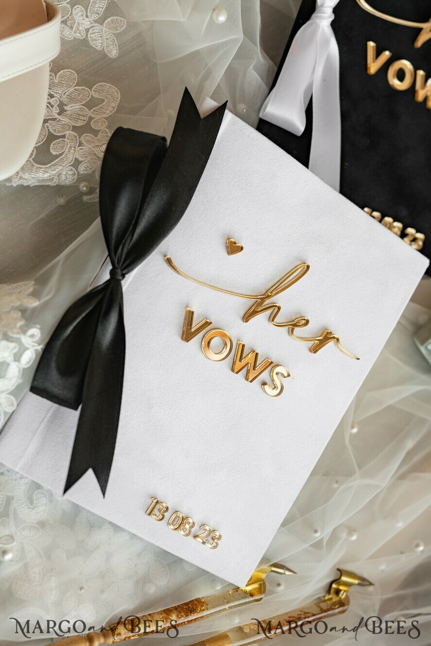 WEDDING VOWS Acrylic Clear Gold Elegant Classic Bride and groom vow books, Black White Gold wedding vow books set of two, Velvet personalized vow booklets, Golden Mirror his and her vow books, Acrylic His Hers Gold custom wedding vow cases, bridal shower gift