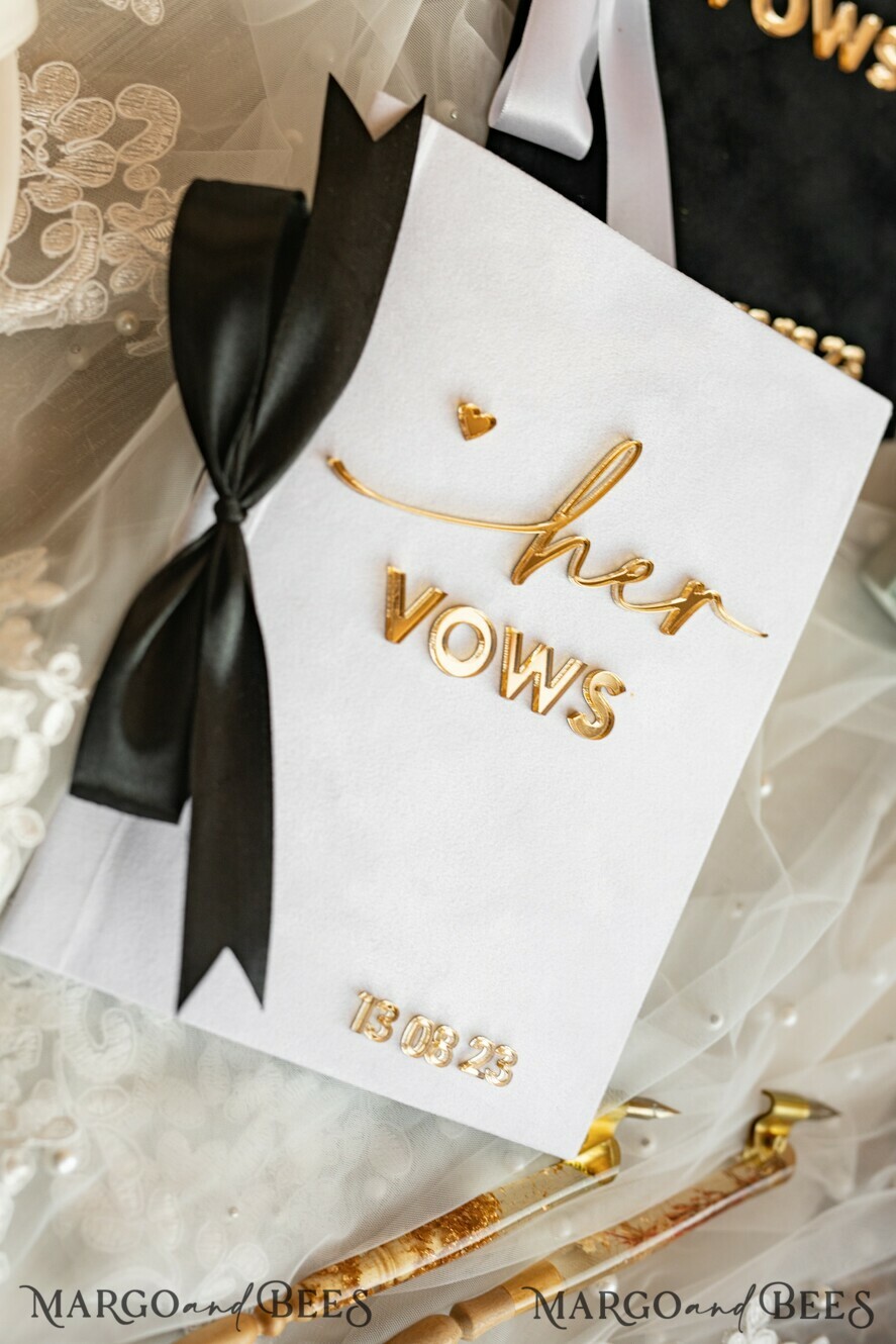 WEDDING VOWS Acrylic Clear Gold Elegant Classic Bride and groom vow books, Black White Gold wedding vow books set of two, Velvet personalized vow booklets, Golden Mirror his and her vow books, Acrylic His Hers Gold custom wedding vow cases, bridal shower gift