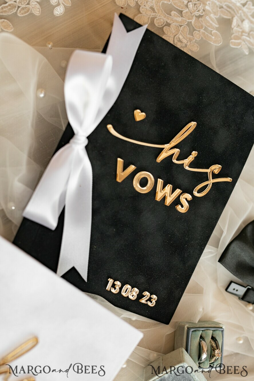WEDDING VOWS Acrylic Clear Gold Elegant Classic Bride and groom vow books, Black White Gold wedding vow books set of two, Velvet personalized vow booklets, Golden Mirror his and her vow books, Acrylic His Hers Gold custom wedding vow cases, bridal shower gift