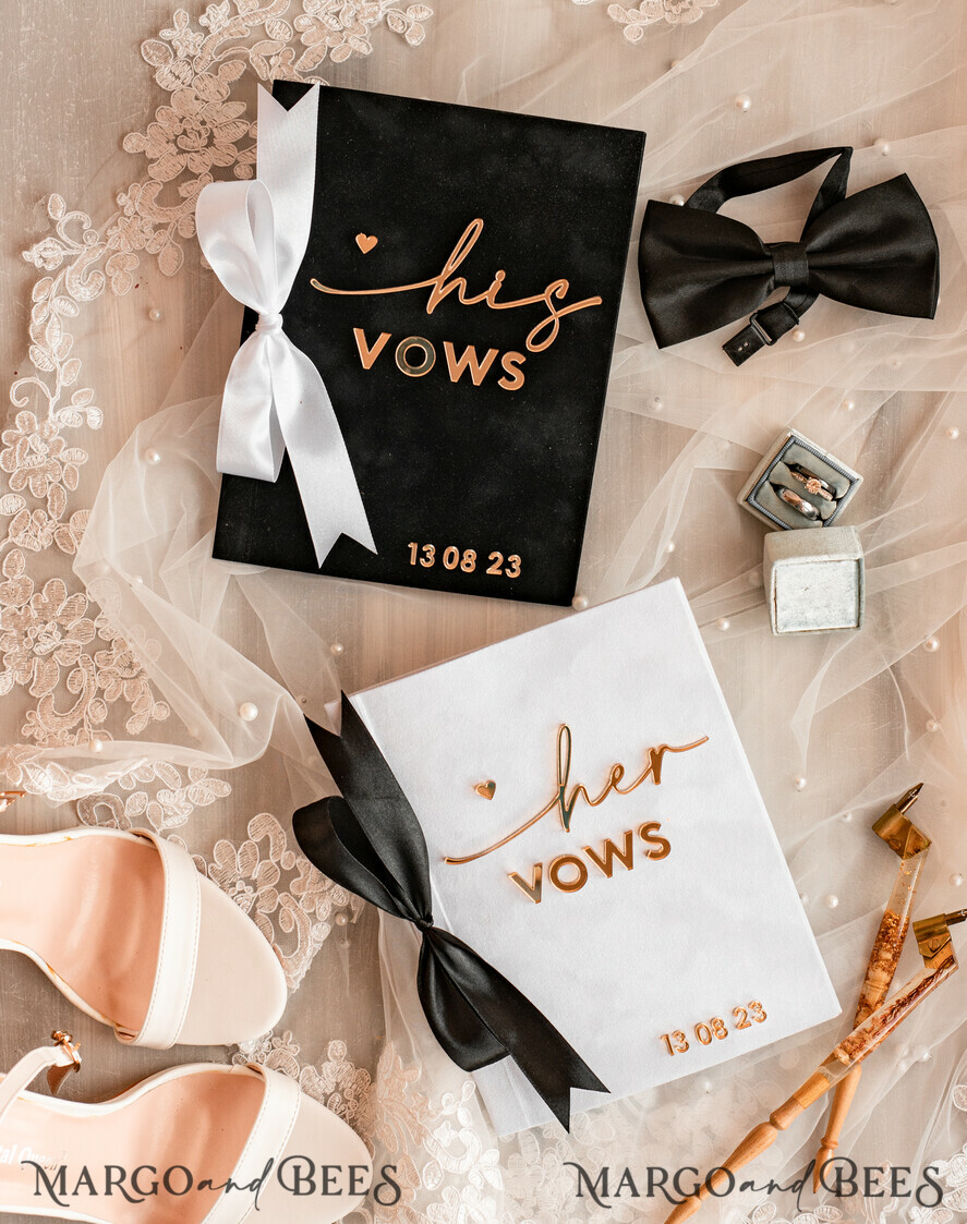 WEDDING VOWS Acrylic Clear Gold Elegant Classic Bride and groom vow books, Black White Gold wedding vow books set of two, Velvet personalized vow booklets, Golden Mirror his and her vow books, Acrylic His Hers Gold custom wedding vow cases, bridal shower gift