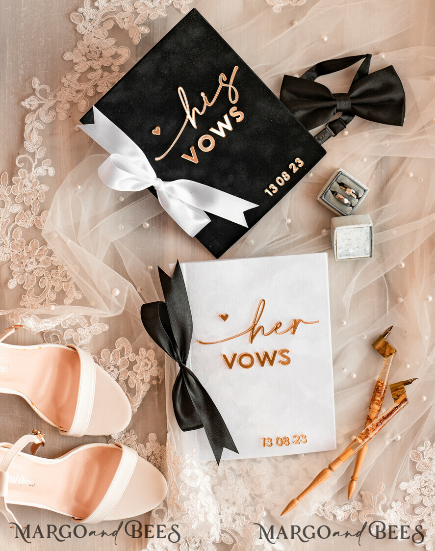 WEDDING VOWS Acrylic Clear Gold Elegant Classic Bride and groom vow books, Black White Gold wedding vow books set of two, Velvet personalized vow booklets, Golden Mirror his and her vow books, Acrylic His Hers Gold custom wedding vow cases, bridal shower gift