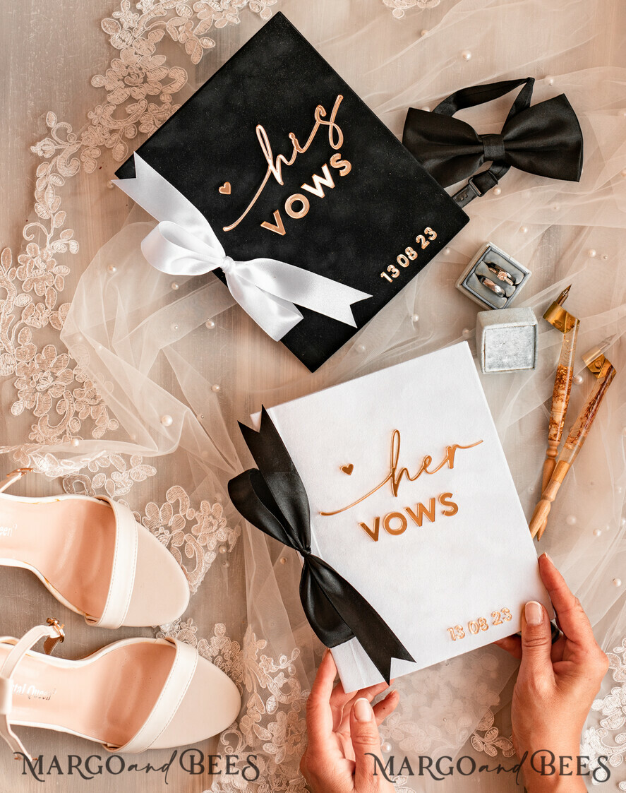 WEDDING VOWS Acrylic Clear Gold Elegant Classic Bride and groom vow books, Black White Gold wedding vow books set of two, Velvet personalized vow booklets, Golden Mirror his and her vow books, Acrylic His Hers Gold custom wedding vow cases, bridal shower gift