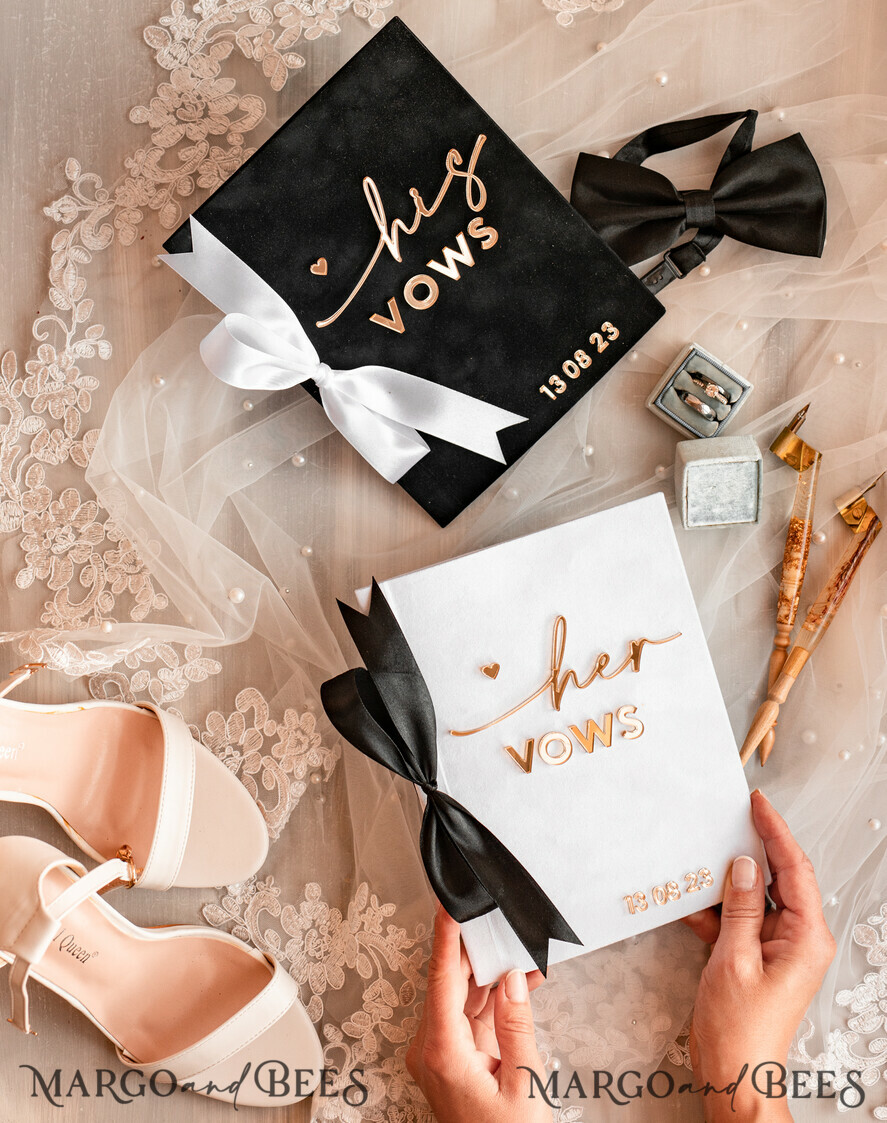 WEDDING VOWS Acrylic Clear Gold Elegant Classic Bride and groom vow books, Black White Gold wedding vow books set of two, Velvet personalized vow booklets, Golden Mirror his and her vow books, Acrylic His Hers Gold custom wedding vow cases, bridal shower gift