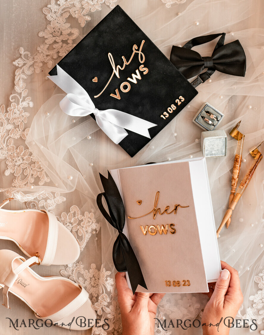 WEDDING VOWS Acrylic Clear Gold Elegant Classic Bride and groom vow books, Black White Gold wedding vow books set of two, Velvet personalized vow booklets, Golden Mirror his and her vow books, Acrylic His Hers Gold custom wedding vow cases, bridal shower gift